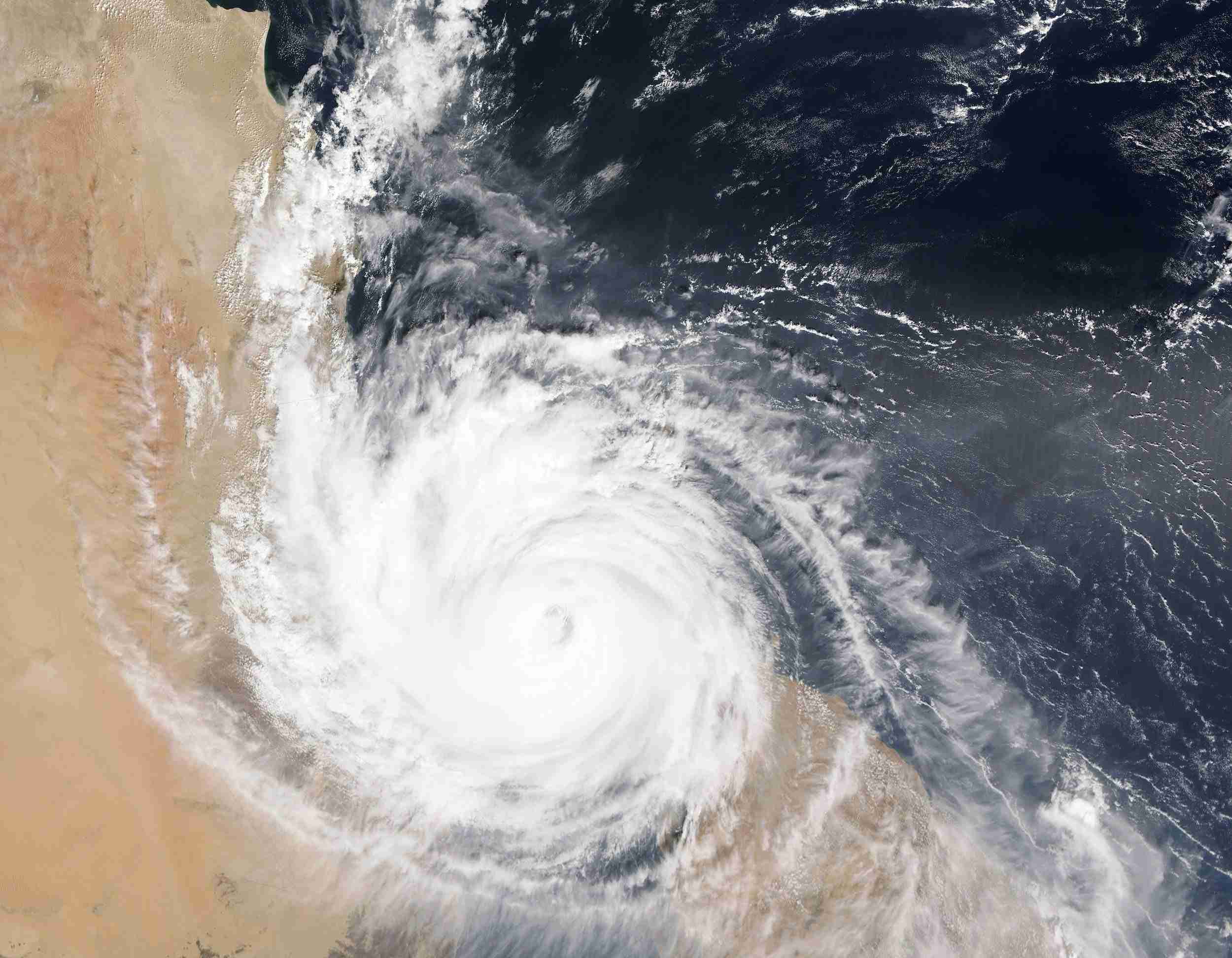 Hurricane approaching a coastline